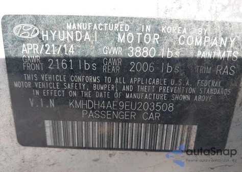 2014 Hyundai Elantra Se z USA, uszkodzony, nr VIN KMHDH4AE9EU203508